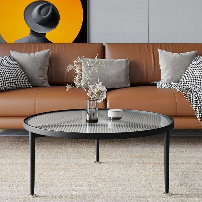 Nordic Round Iron Glass Coffee Table — White
