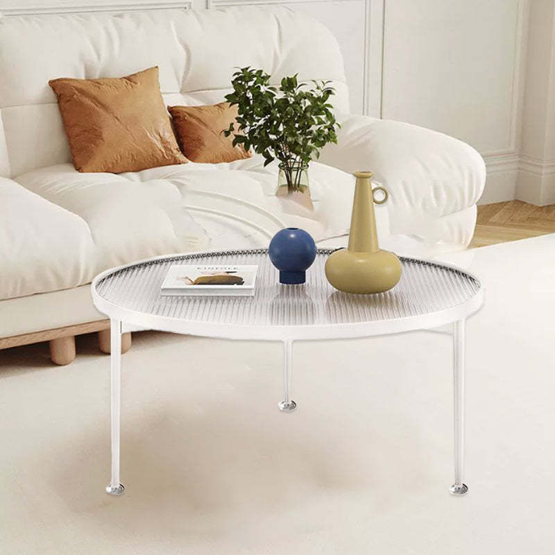Round iron coffee tables for living room — 17.7" H x 27.6" Dia x 23.62" L / White