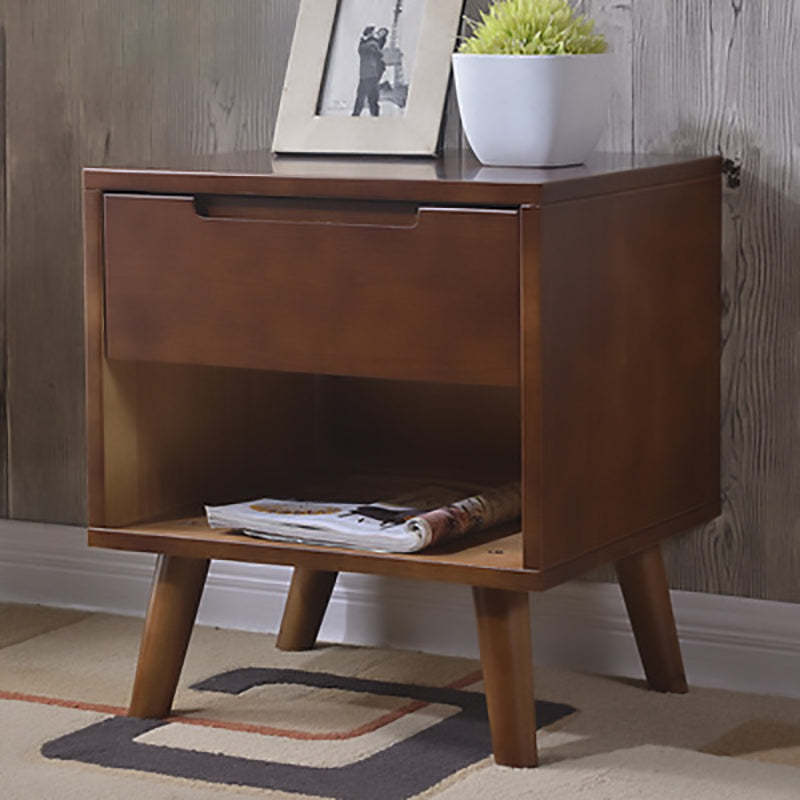 Nordic Wood Nightstand with Drawer — 2 / Wood Color