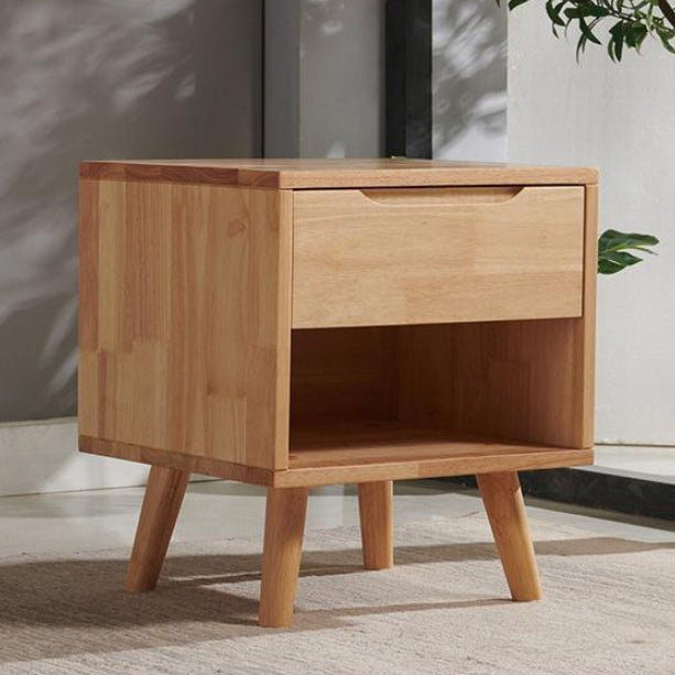 Nordic Wood Nightstand with Drawer