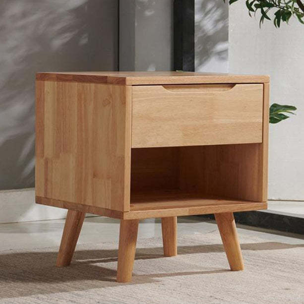 Nordic Wood Nightstand with Drawer