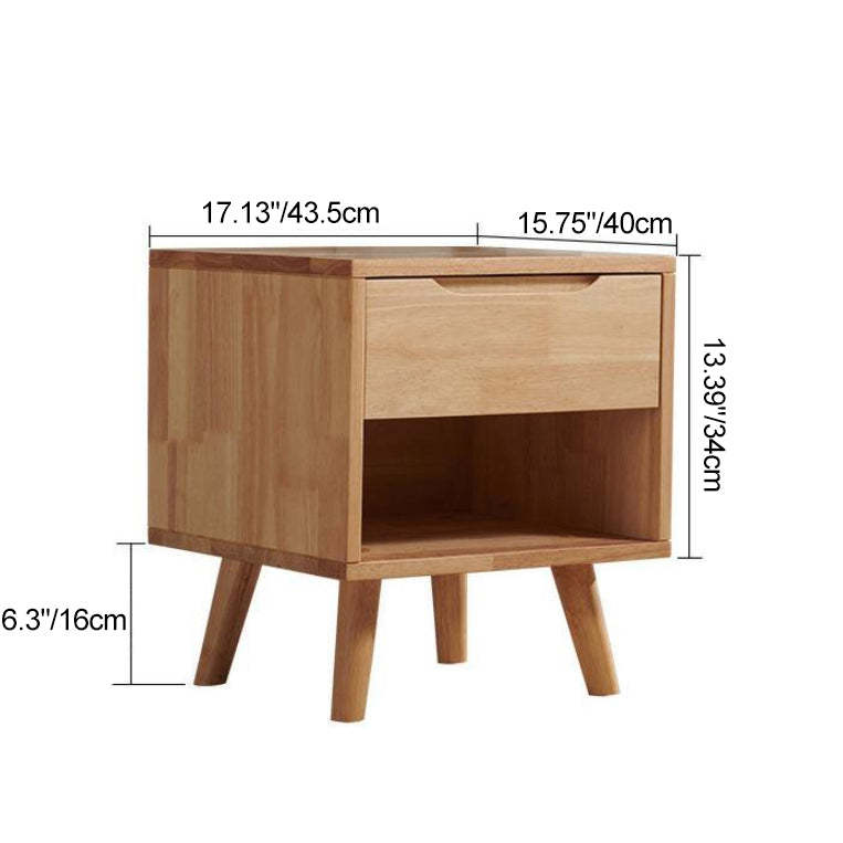 Nordic Wood Nightstand with Drawer — 2 / Walnut Color