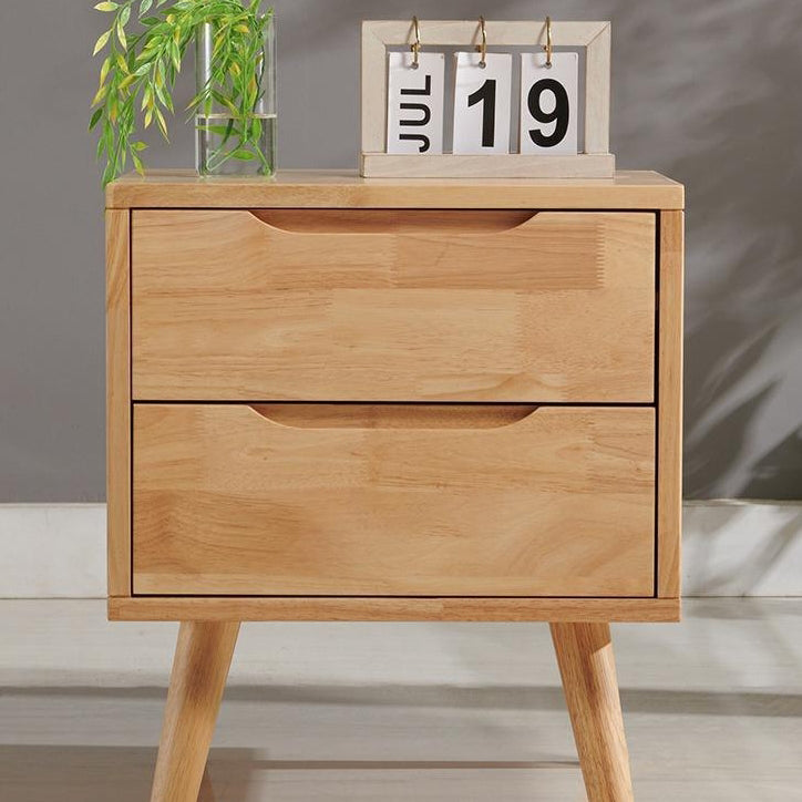 Nordic Wood Nightstand with Drawer — 1 / Walnut Color
