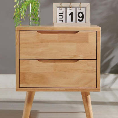 Nordic Wood Nightstand with Drawer — 1 / Walnut Color