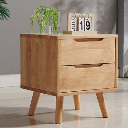 Nordic Wood Nightstand with Drawer