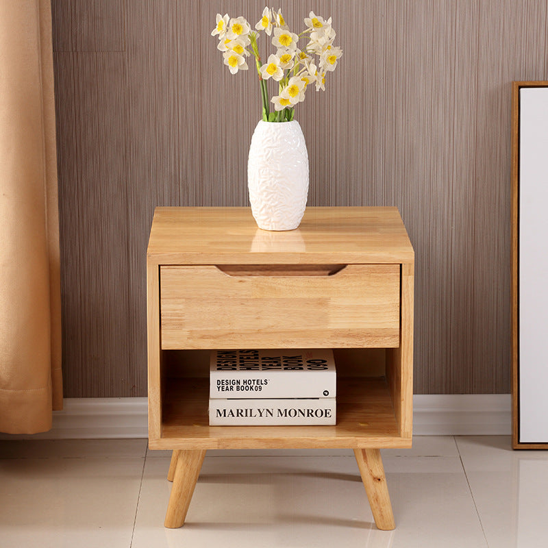 Nordic Wood Nightstand with Drawer