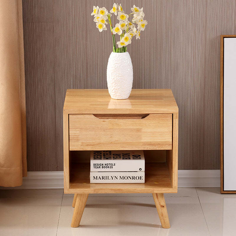 Nordic Wood Nightstand with Drawer