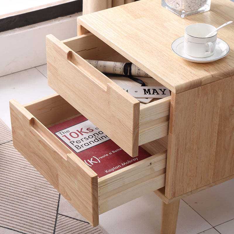 Nordic Wood Nightstand with Drawer