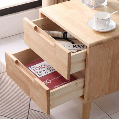 Nordic Wood Nightstand with Drawer