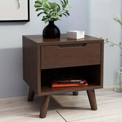 Nordic Wood Nightstand with Drawer