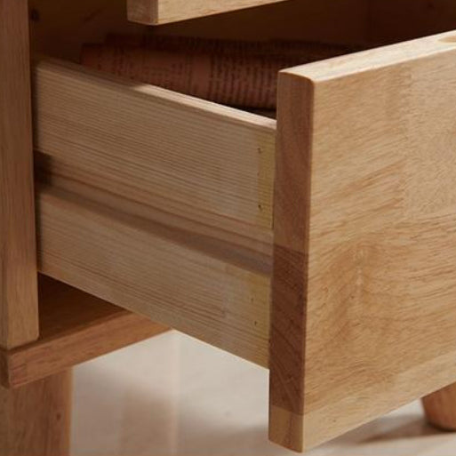 Nordic Wood Nightstand with Drawer