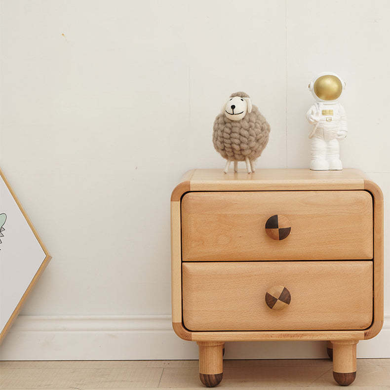 Scandinavian Wood Kids 2-Drawer Nightstand — Wood Color