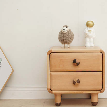 Scandinavian Wood Kids 2-Drawer Nightstand — Wood Color
