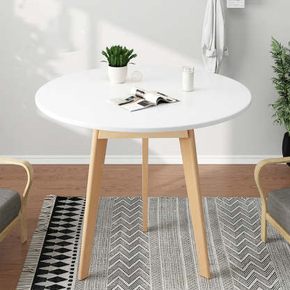 Minimalist Round Wood Coffee Table — White