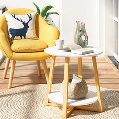 Modern Round Wood 2-Tier End Table