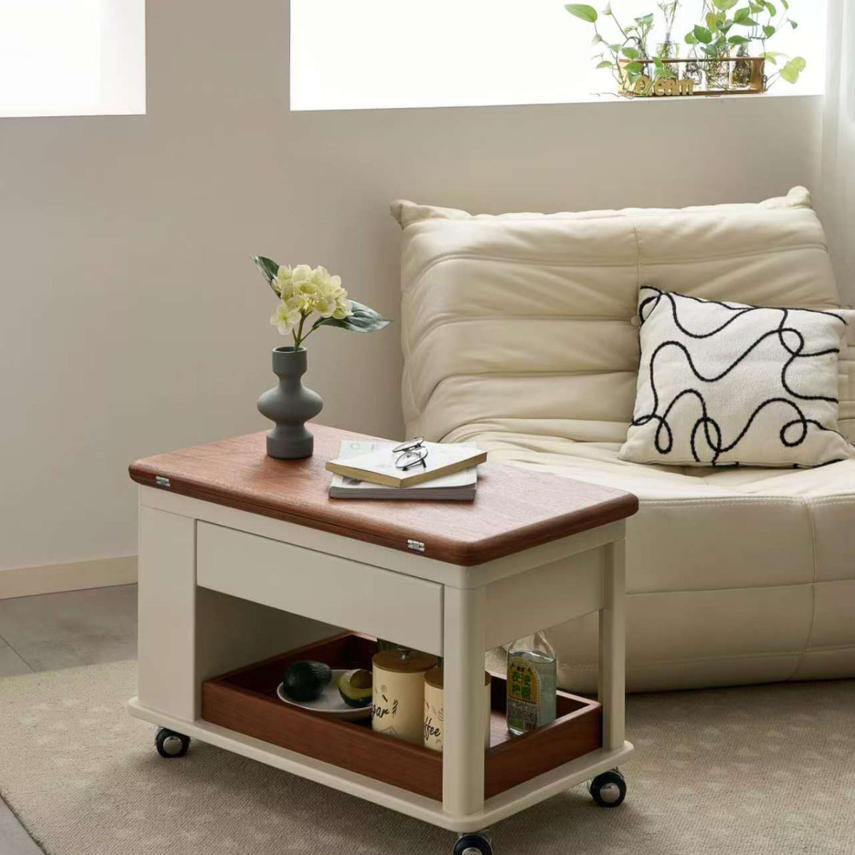 Lighom nordic 2-tier rectangular wood coffee tables