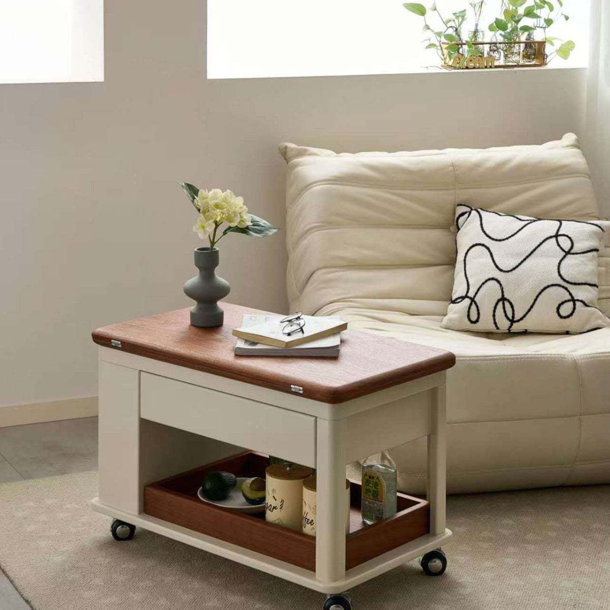 Nordic Rectangular Wood 2-Tier Coffee Table