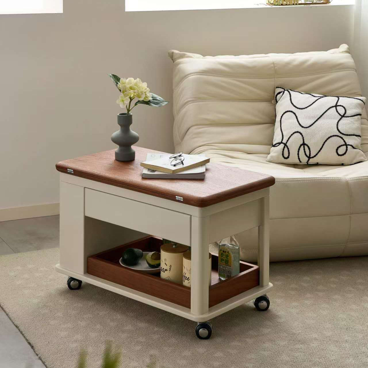 Nordic Rectangular Wood 2-Tier Coffee Table