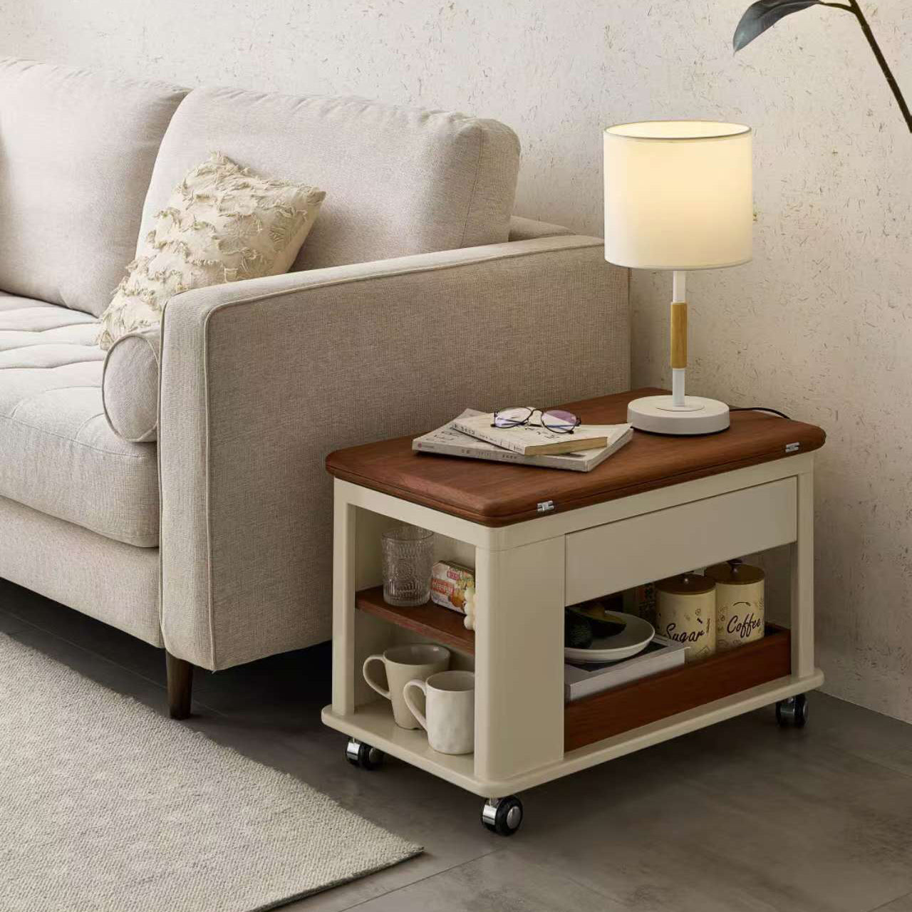 Nordic Rectangular Wood 2-Tier Coffee Table