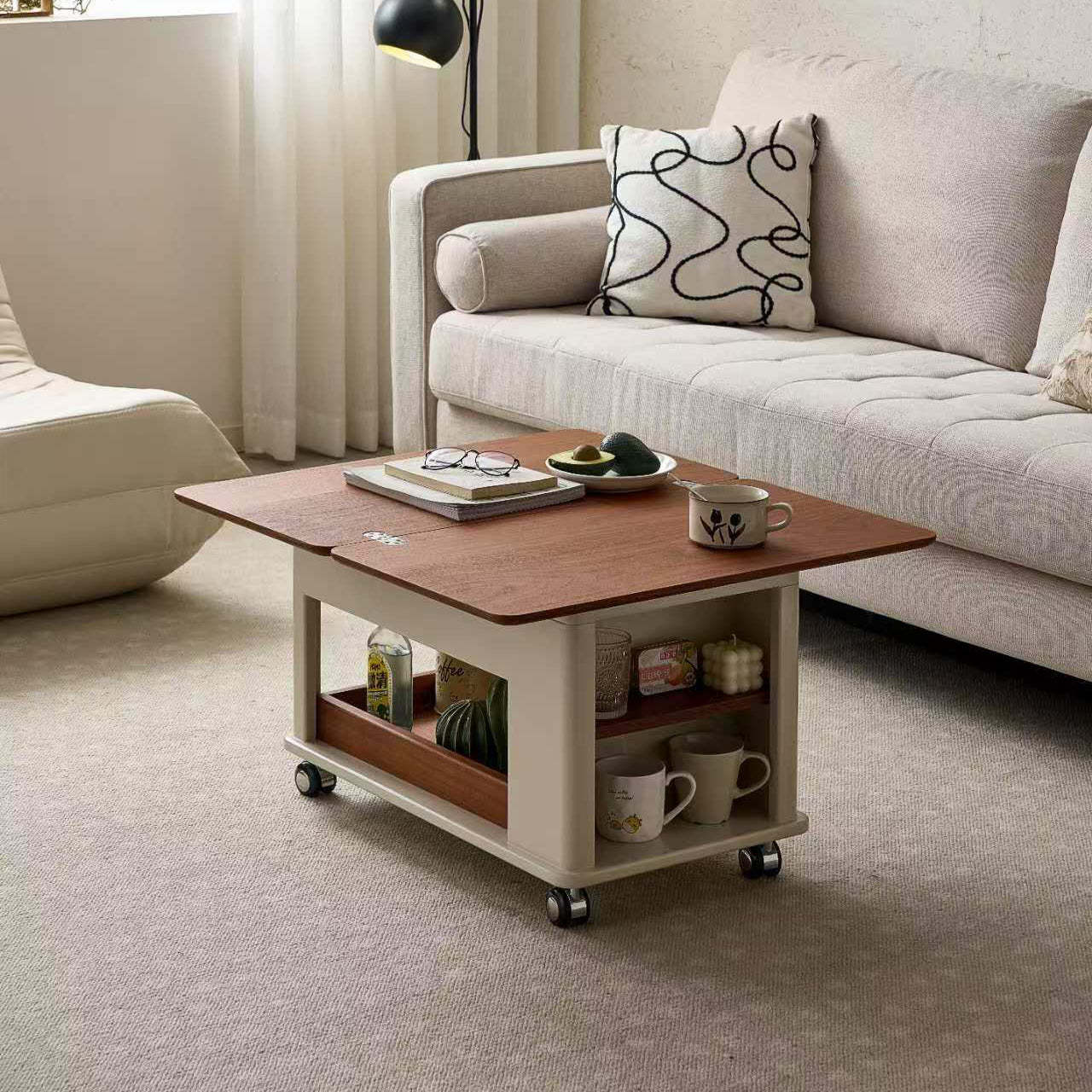 Nordic Rectangular Wood 2-Tier Coffee Table