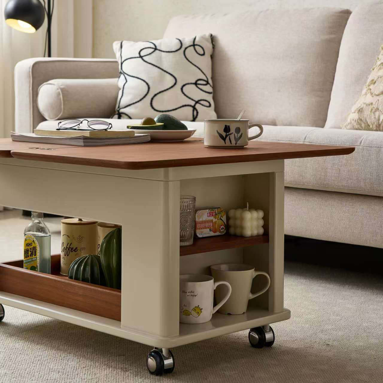 Nordic Rectangular Wood 2-Tier Coffee Table
