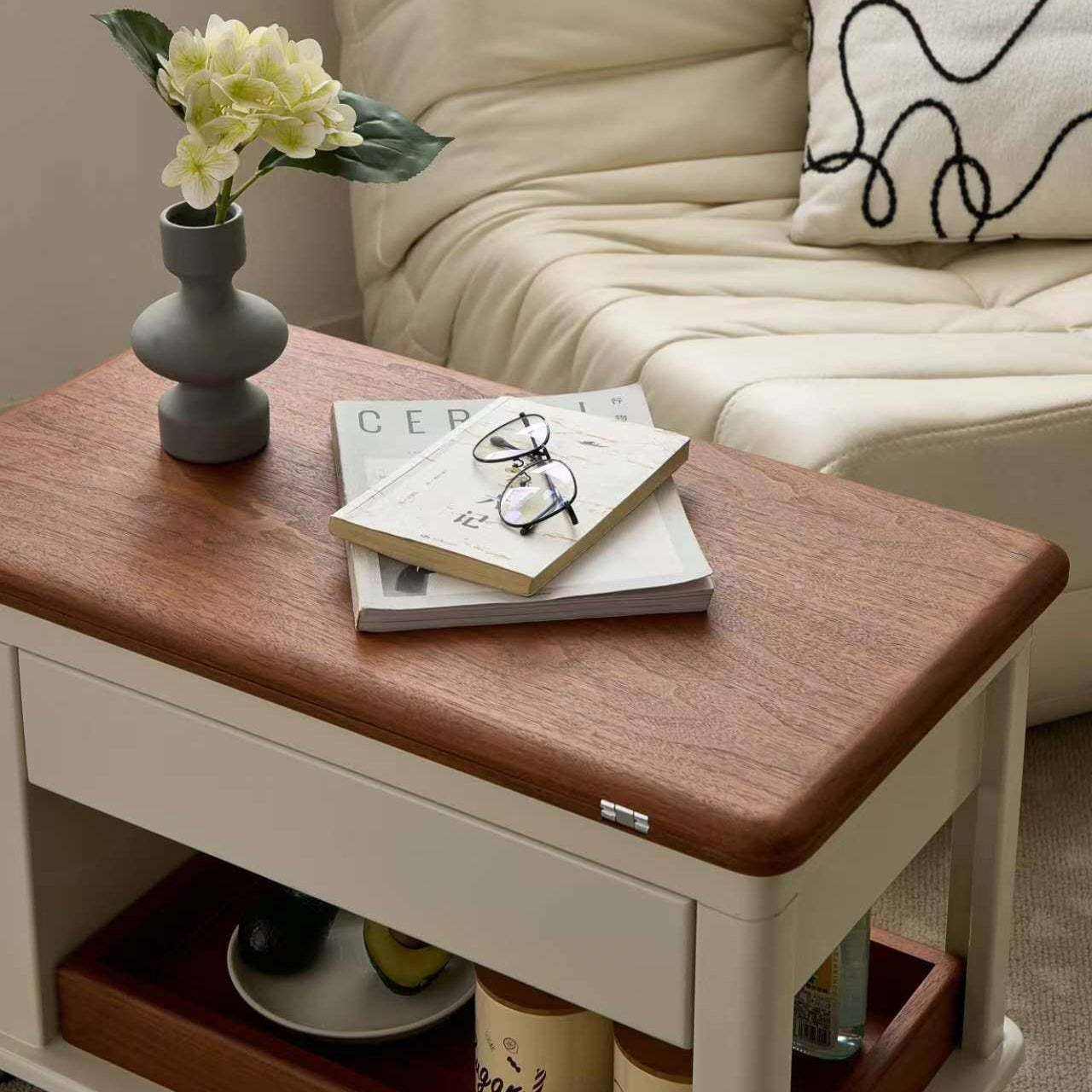 Nordic Rectangular Wood 2-Tier Coffee Table