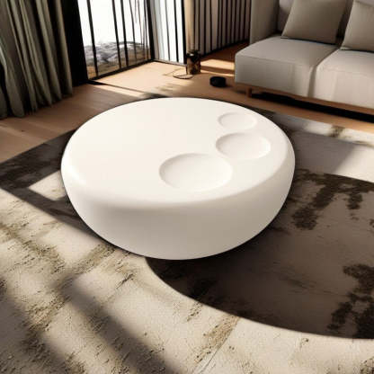 Contemporary Round Wood Plastic Table — White