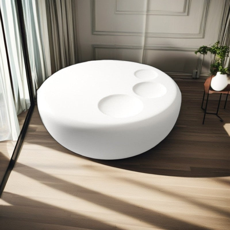 Contemporary Round Wood Plastic Table