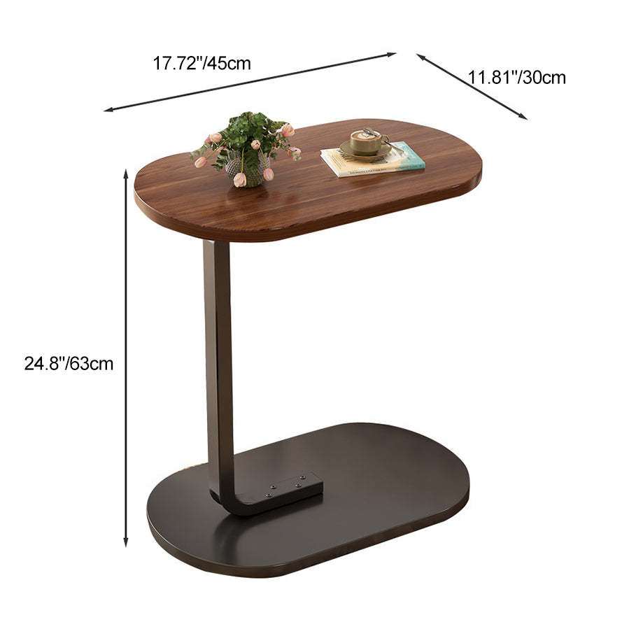 Minimalist Oval Iron Wood End Table
