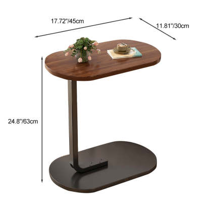 Minimalist Oval Iron Wood End Table