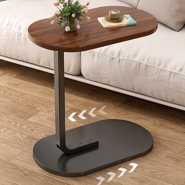 Minimalist Oval Iron Wood End Table