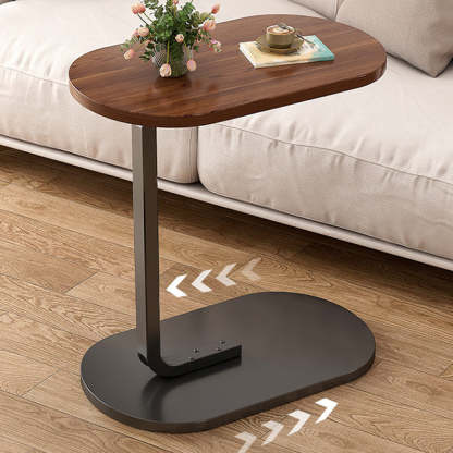 Minimalist Oval Iron Wood End Table
