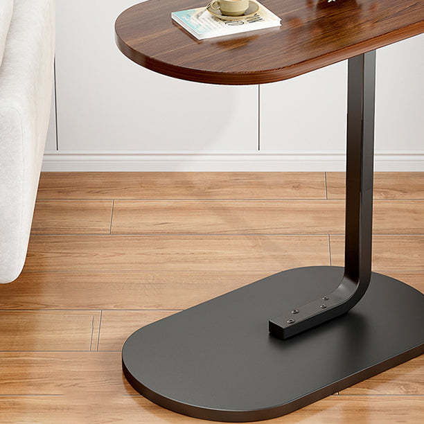 Minimalist Oval Iron Wood End Table