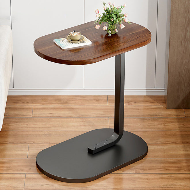 Minimalist Oval Iron Wood End Table