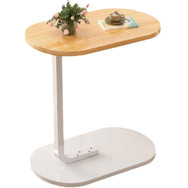 Minimalist Oval Iron Wood End Table