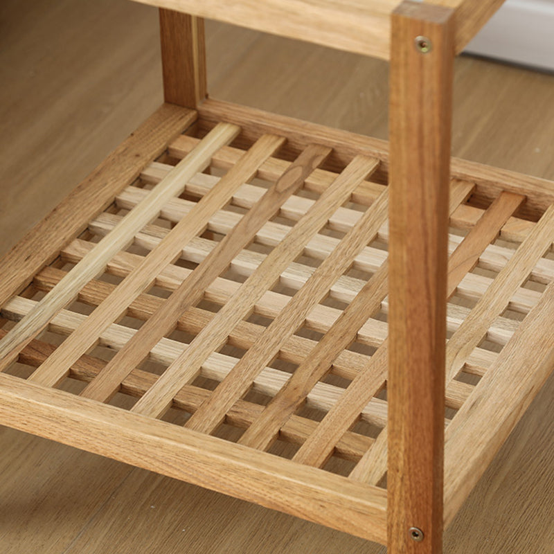 Japanese Wood Glass 2-Tier End Table