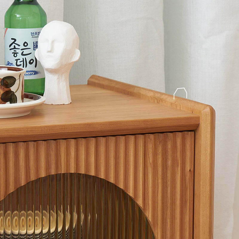 Japanese Wood Glass 1-Drawer End Table