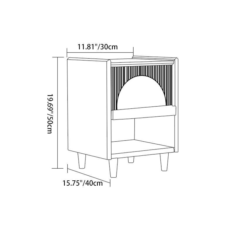 Japanese Wood Glass 1-Drawer End Table