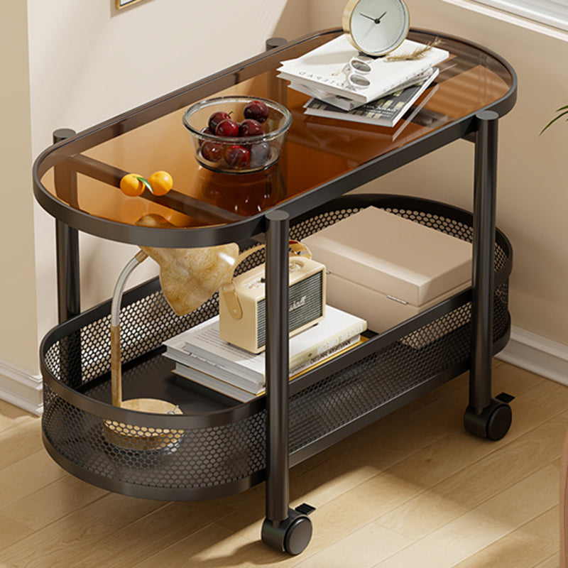 Nordic Oval Iron Glass 2-Tier End Table