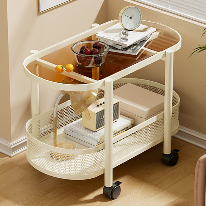Nordic Oval Iron Glass 2-Tier End Table