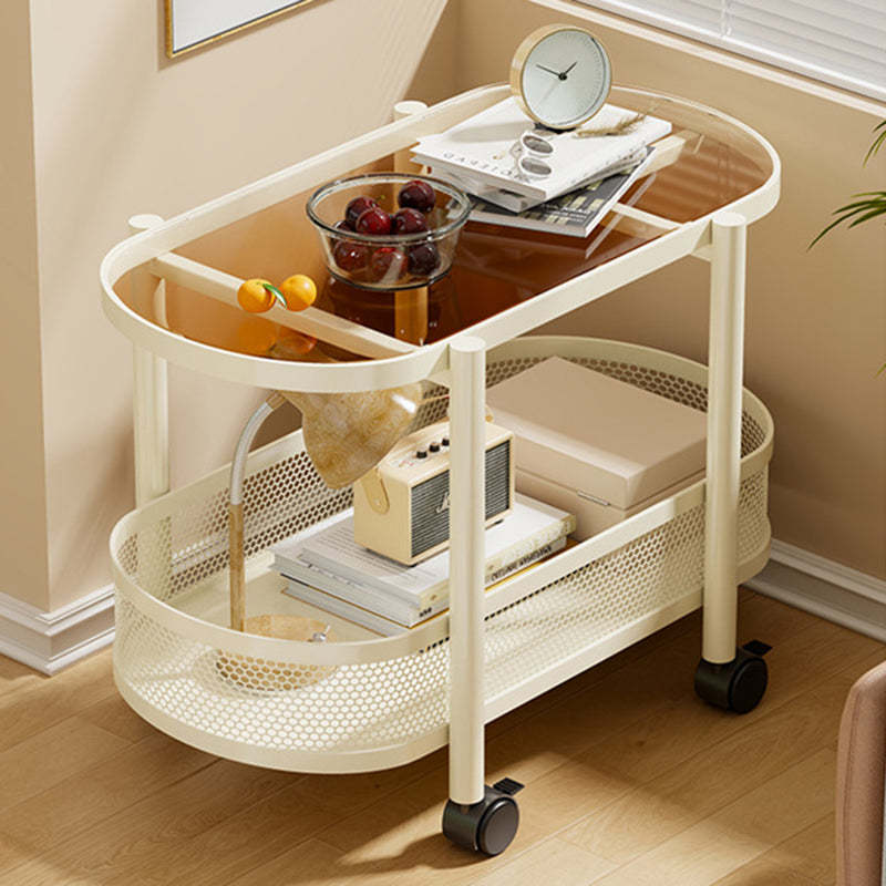 Nordic Oval Iron Glass 2-Tier End Table
