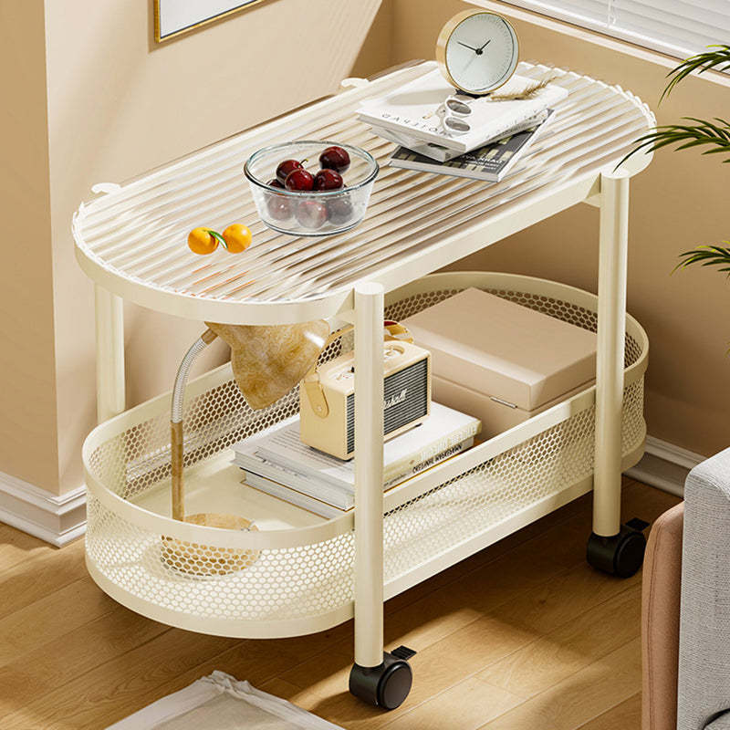 Nordic Oval Iron Glass 2-Tier End Table