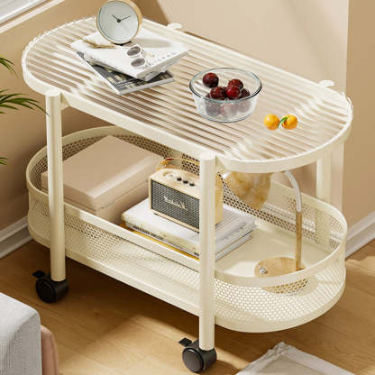 Nordic Oval Iron Glass 2-Tier End Table