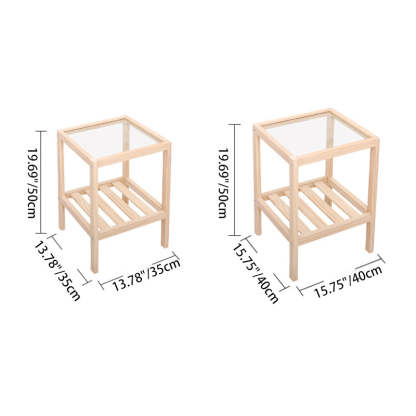Minimalist Wood Glass 2-Tier End Table