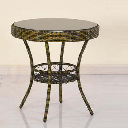 Minimalist Round Plastic Glass Coffee Table — Black