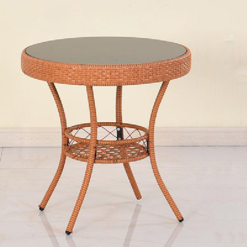 Minimalist Round Plastic Glass Coffee Table — White