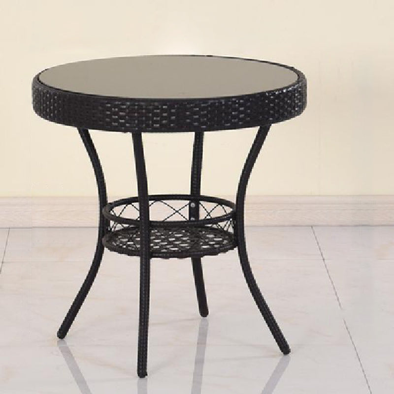 Minimalist Round Plastic Glass Coffee Table — Gold