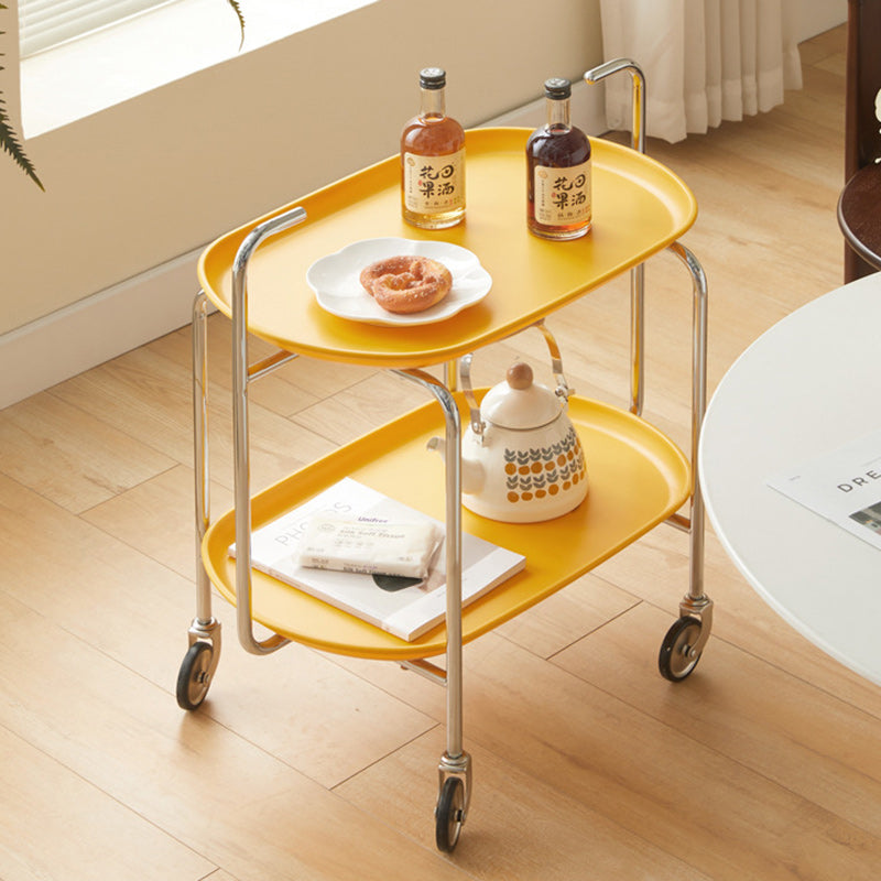 Nordic Oval Steel Plastic End Table 2-Tier