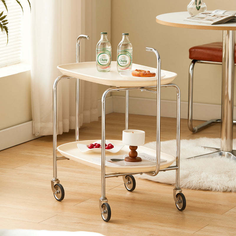 Nordic Oval Steel Plastic End Table 2-Tier