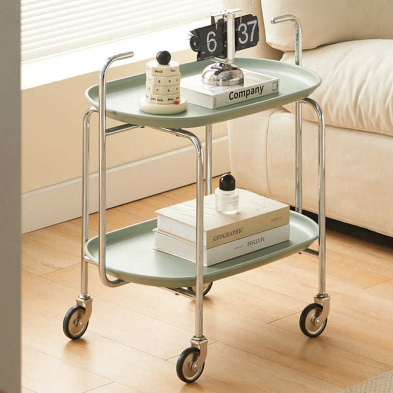 Nordic Oval Steel Plastic End Table 2-Tier — White